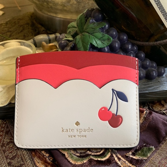 kate spade Accessories - Authentic Kate Spade Leather Cherry colorblock slim card case